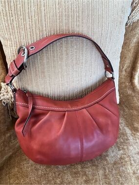 Coach Hamilton Y2K Soho Rust Orange Leather Boho Shoulder Bag Silver Hardware